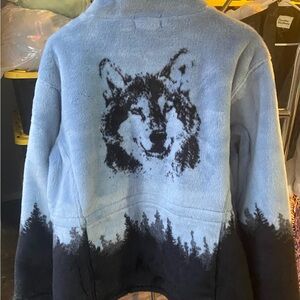 The Bradford Exchange Light Blue Faux Fur Jacket with Black Script